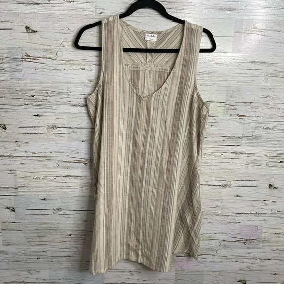 Others follow brown cream dress  size large striped - Picture 1 of 8